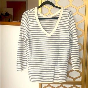 LOFT V-Neck Striped Sweater